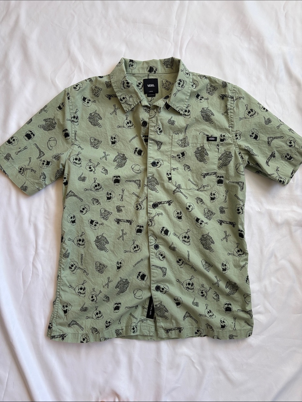 Vans Boy’s Sage Green Short Sleeve Button-Up Shirt